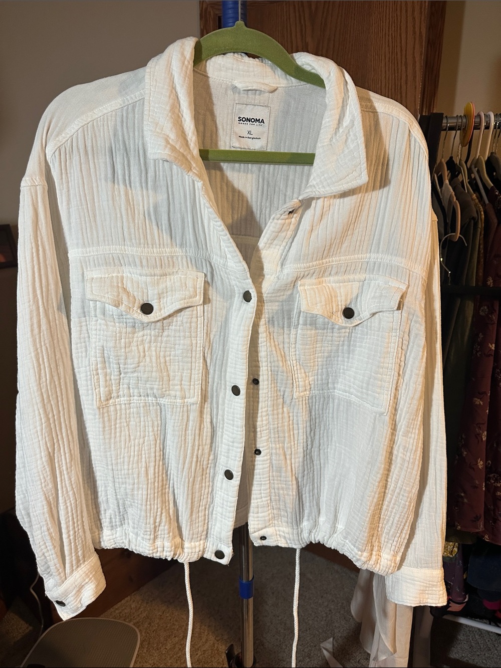 SONOMA White Lightweight snap -Front cotton gauze  Jacket